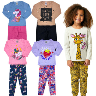 Kit 4 ou 6 Peças 2 ou 3 Conjunto Calça e Blusa/Camiseta Manga Longa Menina Meia Estação Roupa Frio Infantil em Oferta na Shopee