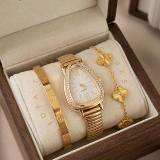 💎 Relógio Feminino Cobra Serpenti Oval Pulseira Prata Dourado Com Strass Elegante Presente Bijuteria Femenina em Oferta na Shopee