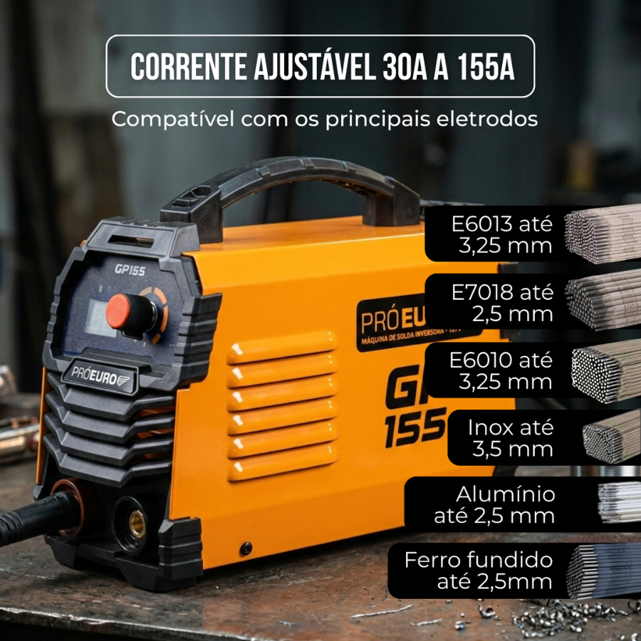 Máquina de Solda Inversora GP 155A 127V MMA Eletrodo TIG Lift Profissional - Pró Euro · foto 2