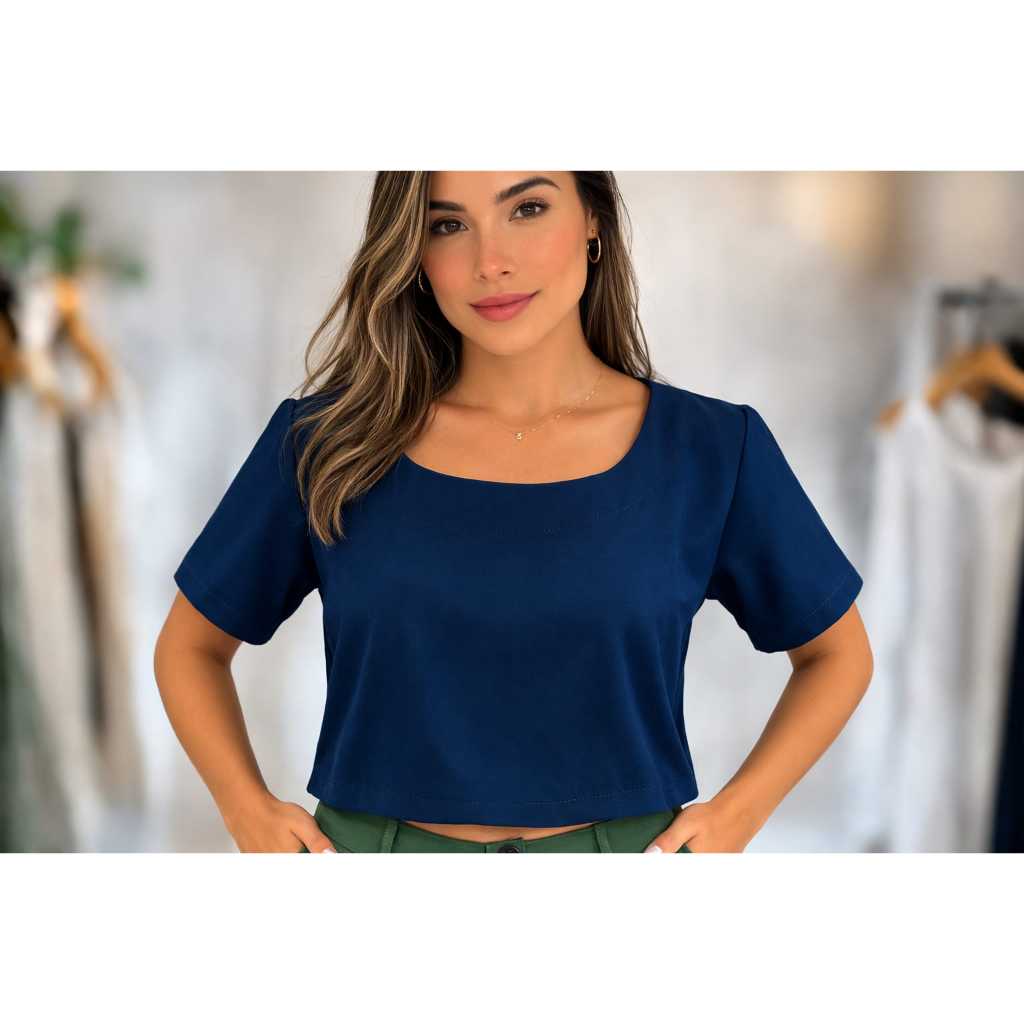 blusa feminina cropped com manga
