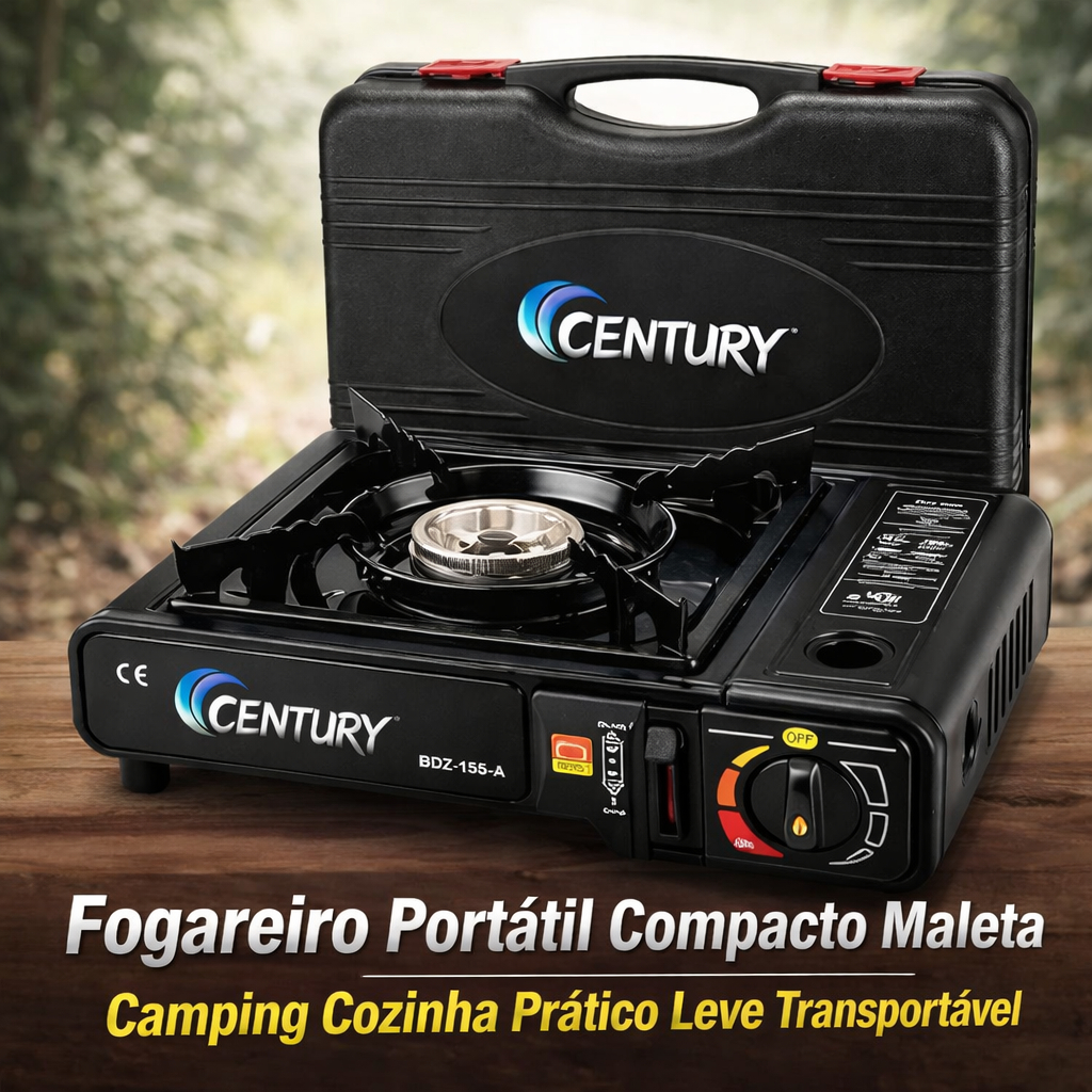 Fogareiro Portátil Camping a Gás com Maleta Compacto Dobrável Cozinha Prático Leve Viagem Trilhas