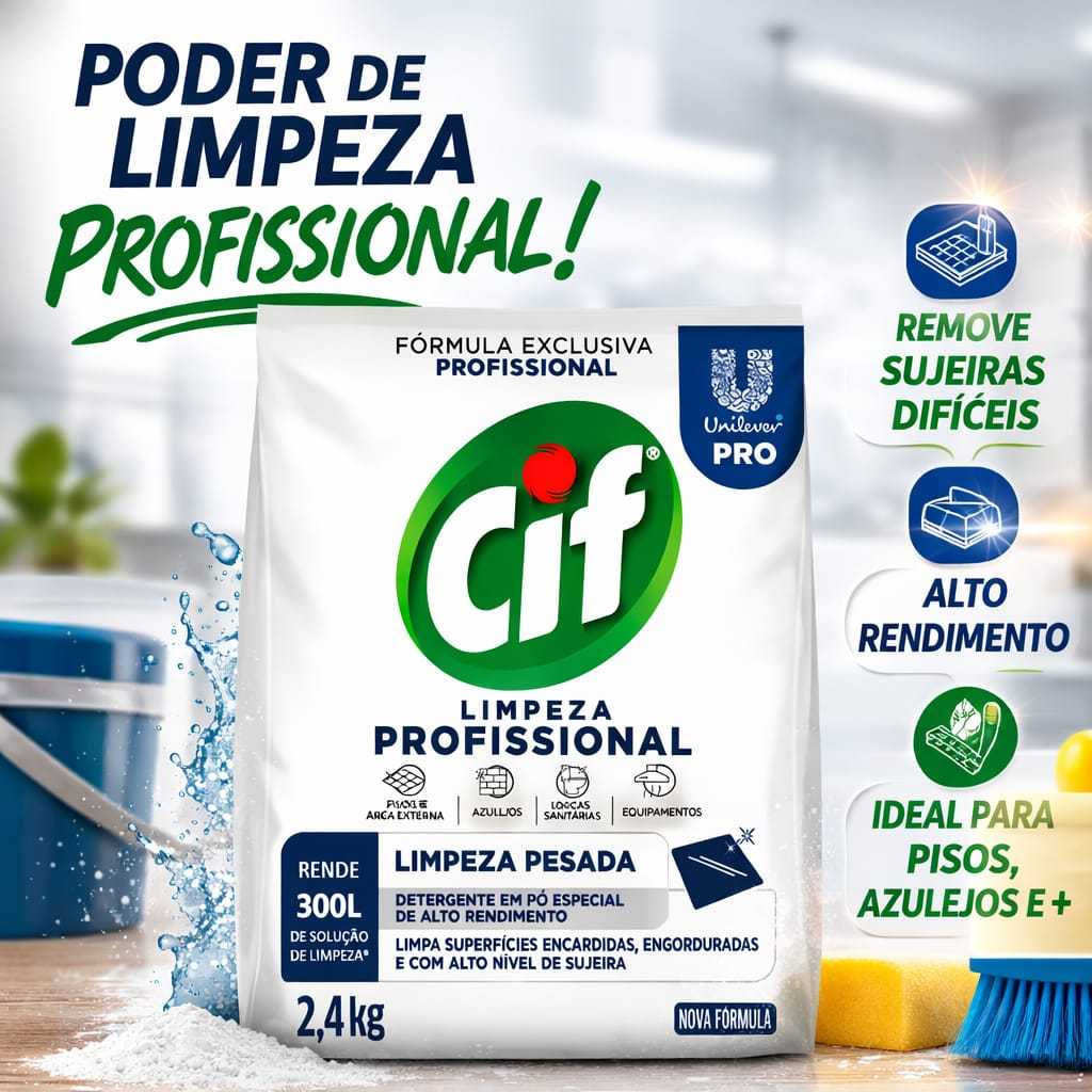 Limpador em Pó para Limpeza Pesada Profissional, Fórmula Exclusiva, 2,4kg