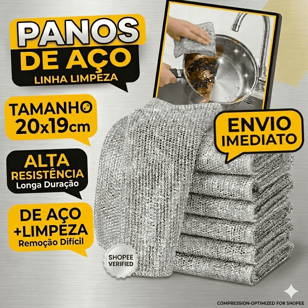 Kit Pano de Limpeza de Aço Metálico Não Oleoso Tira Gordura Reutilizável para Fogão Pratos e Arear Panelas em Oferta na Shopee