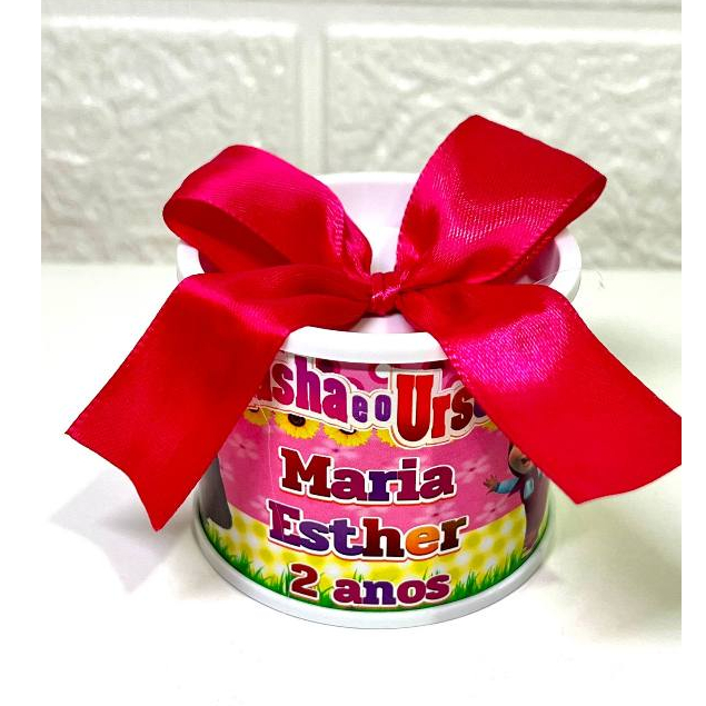 Tubo lata personalizada tema Masha e o Urso lata festa infantil Tubo lata aniversario chá revelação lata cha bebê