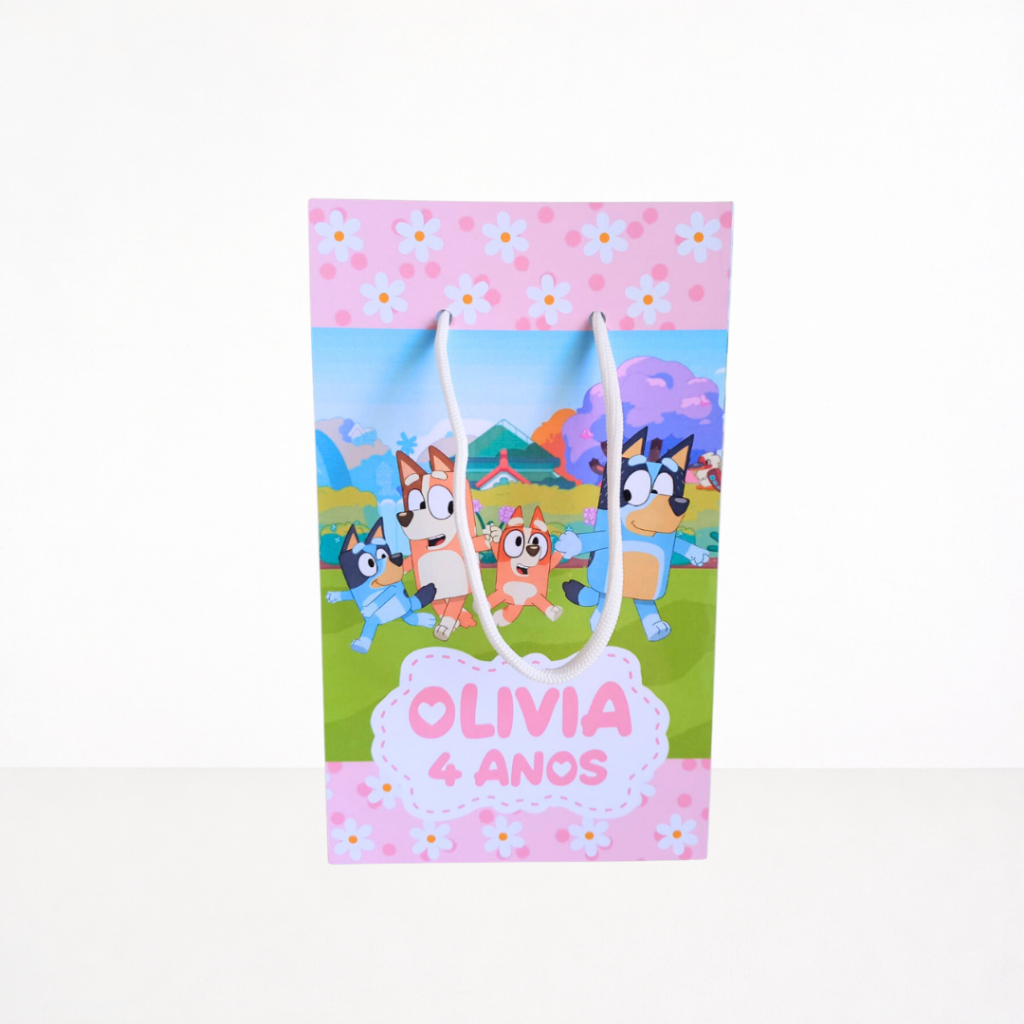 Sacolinha P Bluey Menina Rosa Personalizados / Sacolinha Surpresa / Lembrancinha de Festa /Aniversário / Festa Infantil