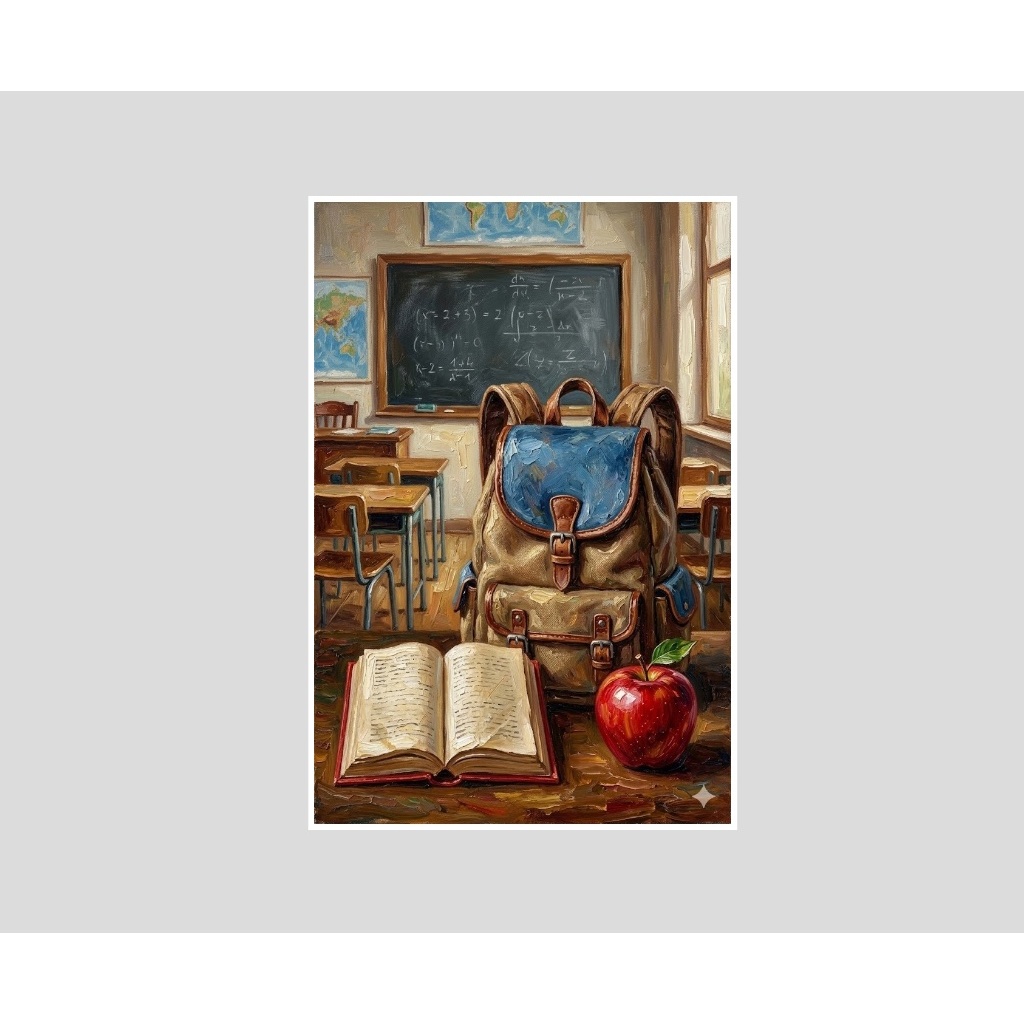 Quadro Mochila Bolsa Sacola Escola Aluno Estudante Professor