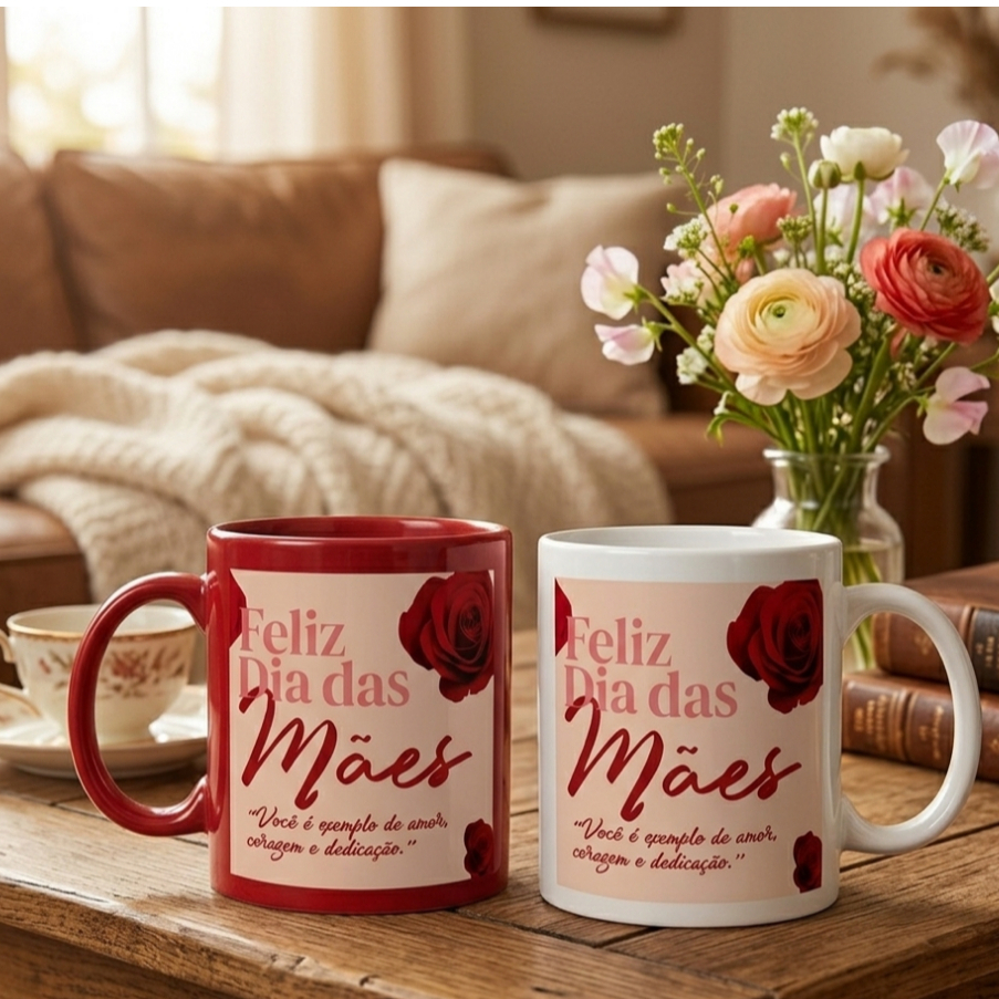 Kit com 30 unidades de Caneca Dia das Mães para lembrancinhas eventos presente