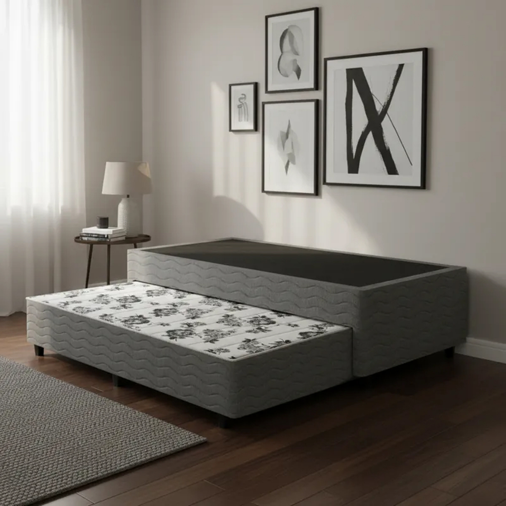 Cama Box com Auxiliar de Molas Bicama Unique Solteiro 88cm