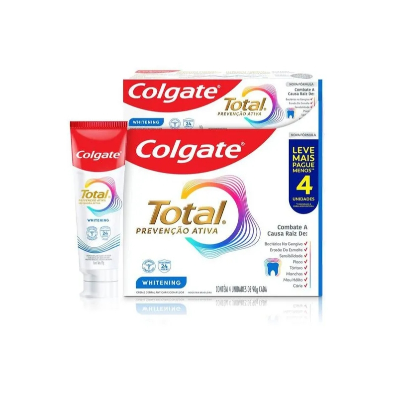 Kit Creme Dental Colgate Total Prevenção Ativa 4 Unidades 90g Cada