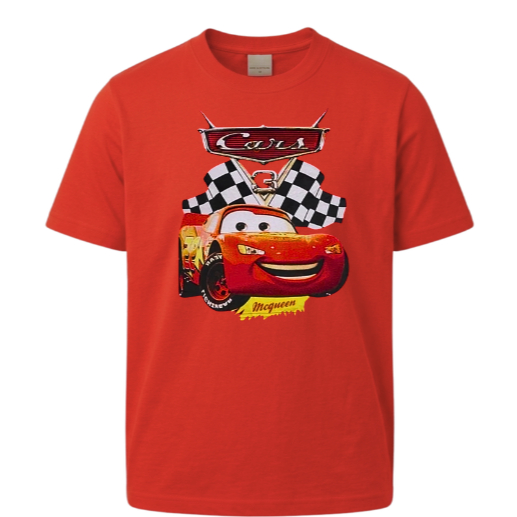 Camiseta Infantil 100% Algodão Fio 30.1 Estampa Relâmpago McQueen Carros Camisa Básica Blusa Infantil Masculino Feminino
