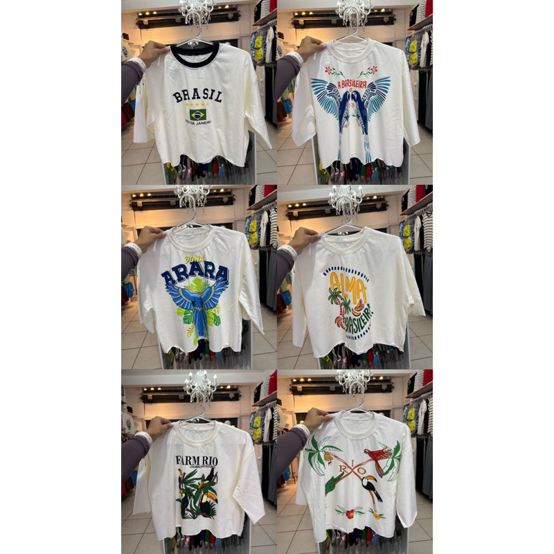 Cropped Oversized Estampado Várias Estampas 100% Algodão Tendência