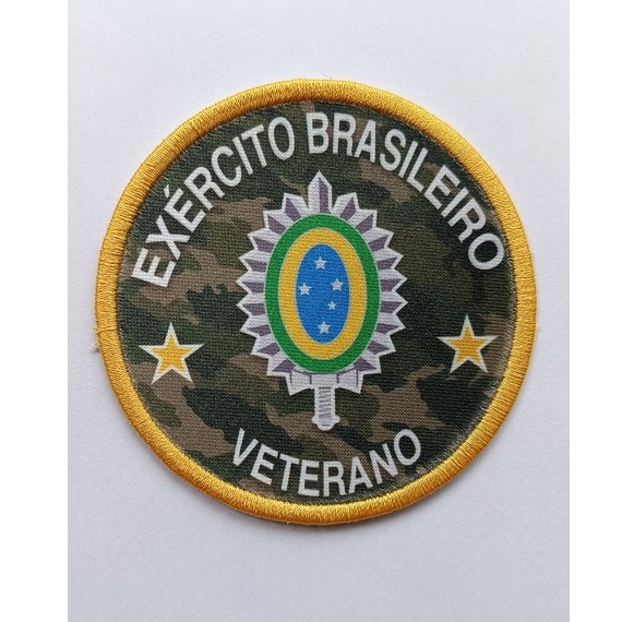 Patch do exército brasileiro veterano, artilharia, infantaria ou PQDT bordado termocolante ou velcro 8x8cm