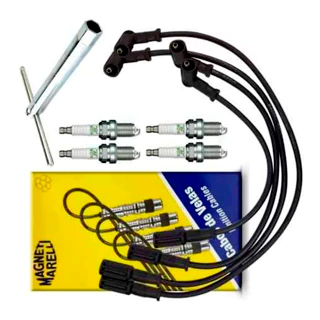 Kit Cabos Velas Doblo Palio Punto Uno Strada Fire 8v + Chave para velas