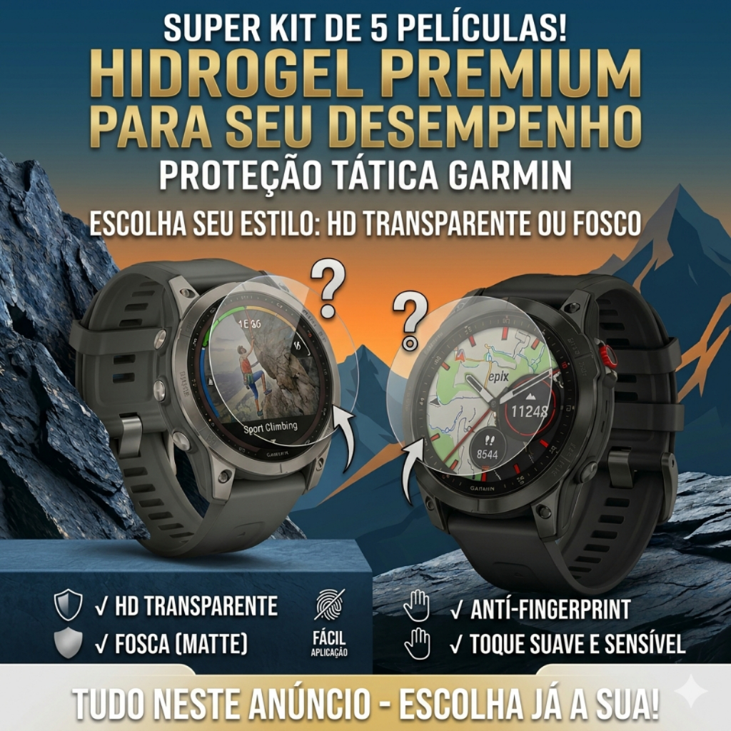 1,3 ou 5 Películas Hidrogel HD Premium Para Garmin Forerunner Venu Fenix Vivo active Approach Todos Modelos Garmin em Oferta na Shopee
