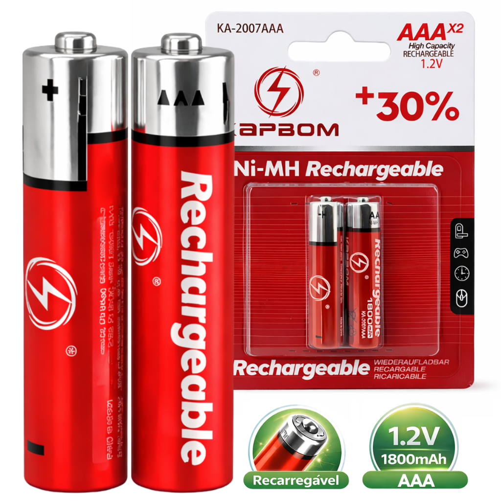 Pilha Recarregável AA AAA 1800mAh 12V NiMH Alta Duração em Oferta na Shopee
