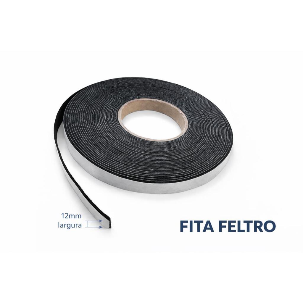 Fita Feltro Autocolante 10 Metros - Larguras 9, 12, 19, 25, 40, 50, 60 e 100mm Esp. 1,2mm