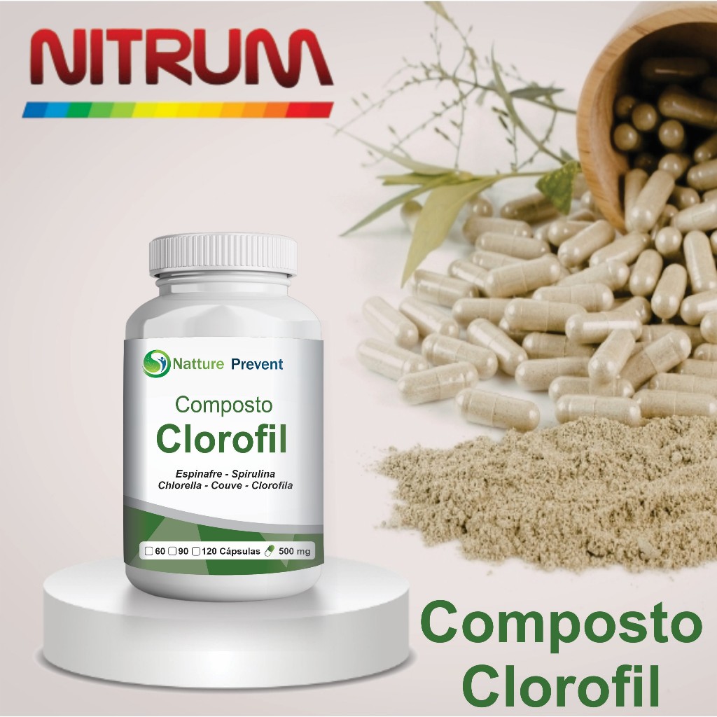 SelvaMix Espinafre Couve Clorofila Clorela Fórmula  500mg  60 / 90 / 120 Cápsulas - Suplemento Alimentar - NitrumCaps