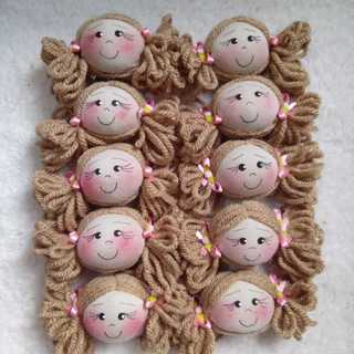 Kit de 10 cabecinhas de Boneca de pano de 5cm
