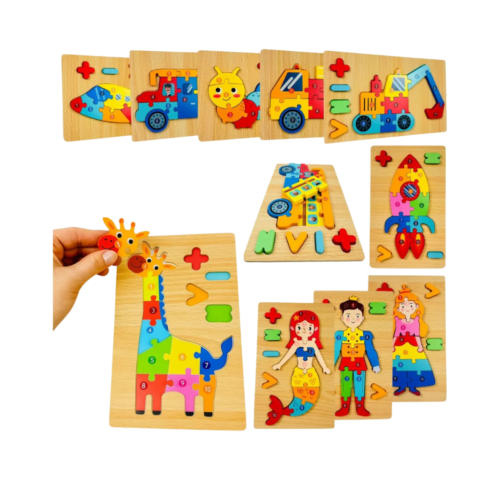 Quebra Cabeça Infantil de Madeira Educativo Montessori com Números | Brinquedo Didático Crianças