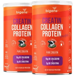 Kit 2x Bigens Grass-Fed Creatin Collagen Protein 550 g Neutro – Creatina Monohidratada + Colágeno