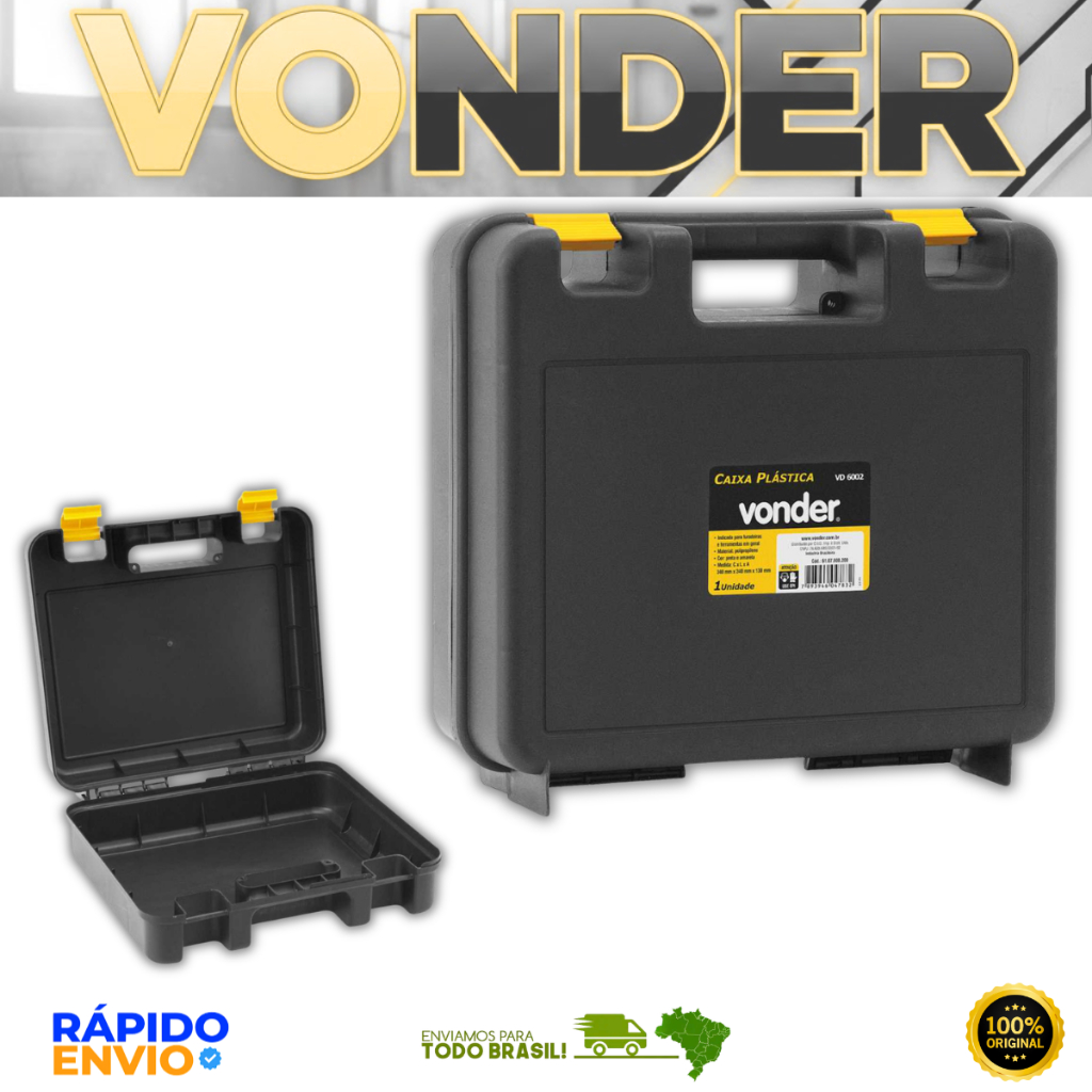 Caixa Para Ferramentas Peças Acessórios Plástica Vonder Resistente Original Premium Com Trava