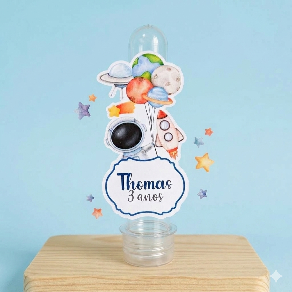 Aplique de tubete Astronauta menino - festa infantil - lembrancinha personalizada - kit festa espaço