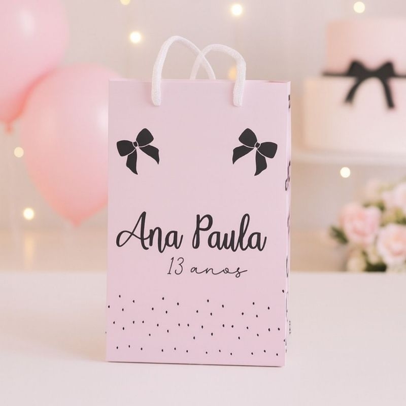 Sacolinha LAÇOS personalizada TAM P 10X15X4-PEGUE/LEMBRANCINHA DE ANIVERSÁRIO
