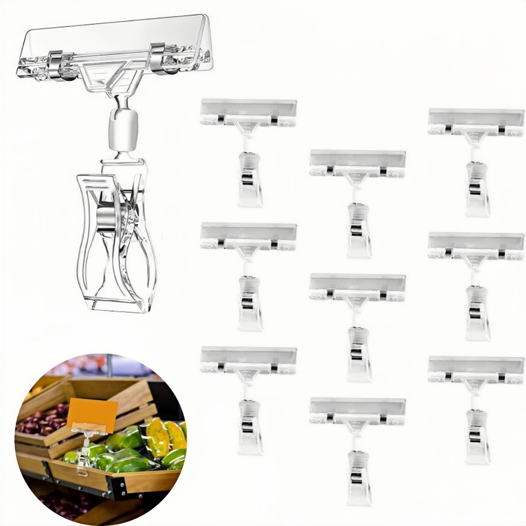 Kit 10 Porta Preço Articulado Robozinho Para Arara Transparente