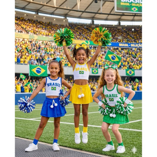 Roupa Conjunto Infantil Brasil Menina Short Saia Confortável Regata Brasil + Shorts Saia Verde/Amarela/Azul | Look Copa em Oferta na Shopee