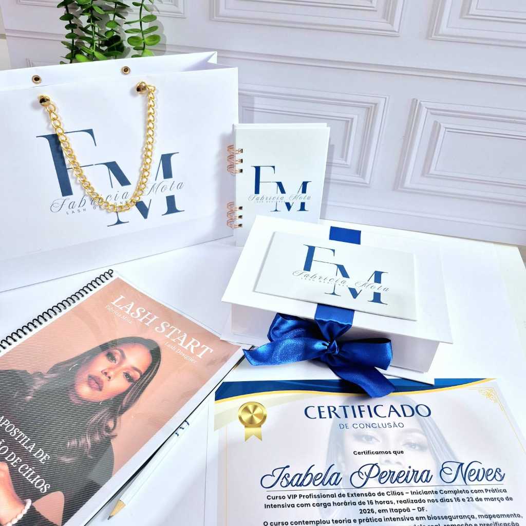 Kit Curso Personalizado Caixa Cartonada Bloquinho Apostila Sacola Certificado