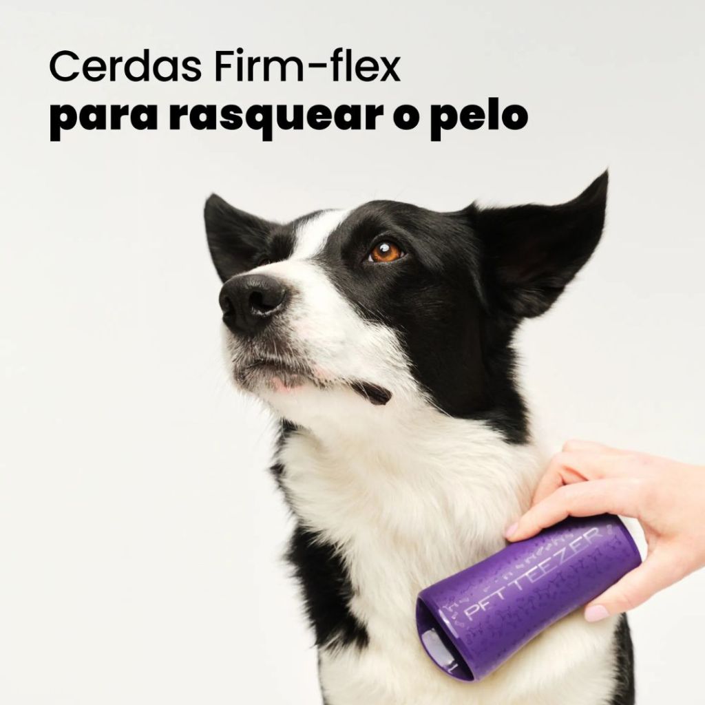 Escova Pet Teezer Pinos Firmes Desembaraçador Cães Gatos Preto e Roxa 14cm