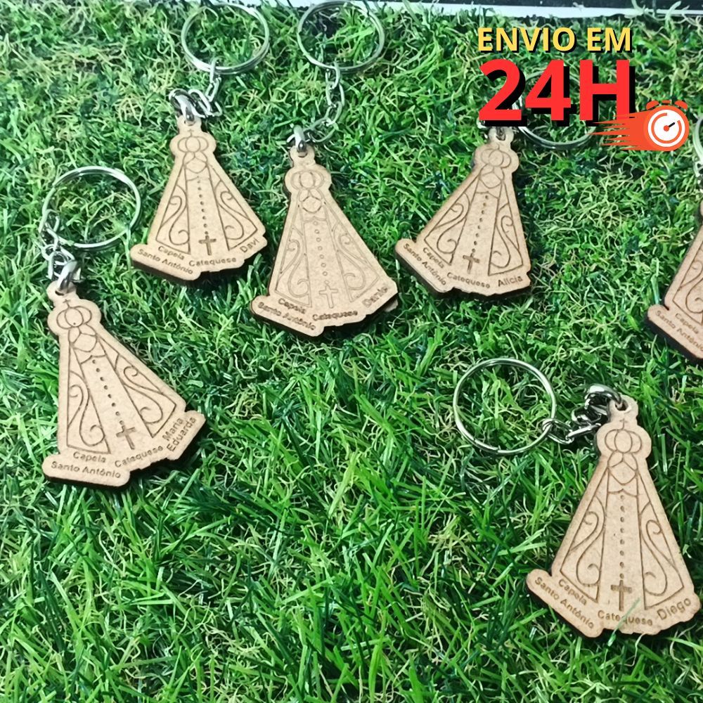Chaveiro Nossa Senhora Aparecida em MDF Personalizado – Lembrancinha Religiosa, Catequese, Batizado