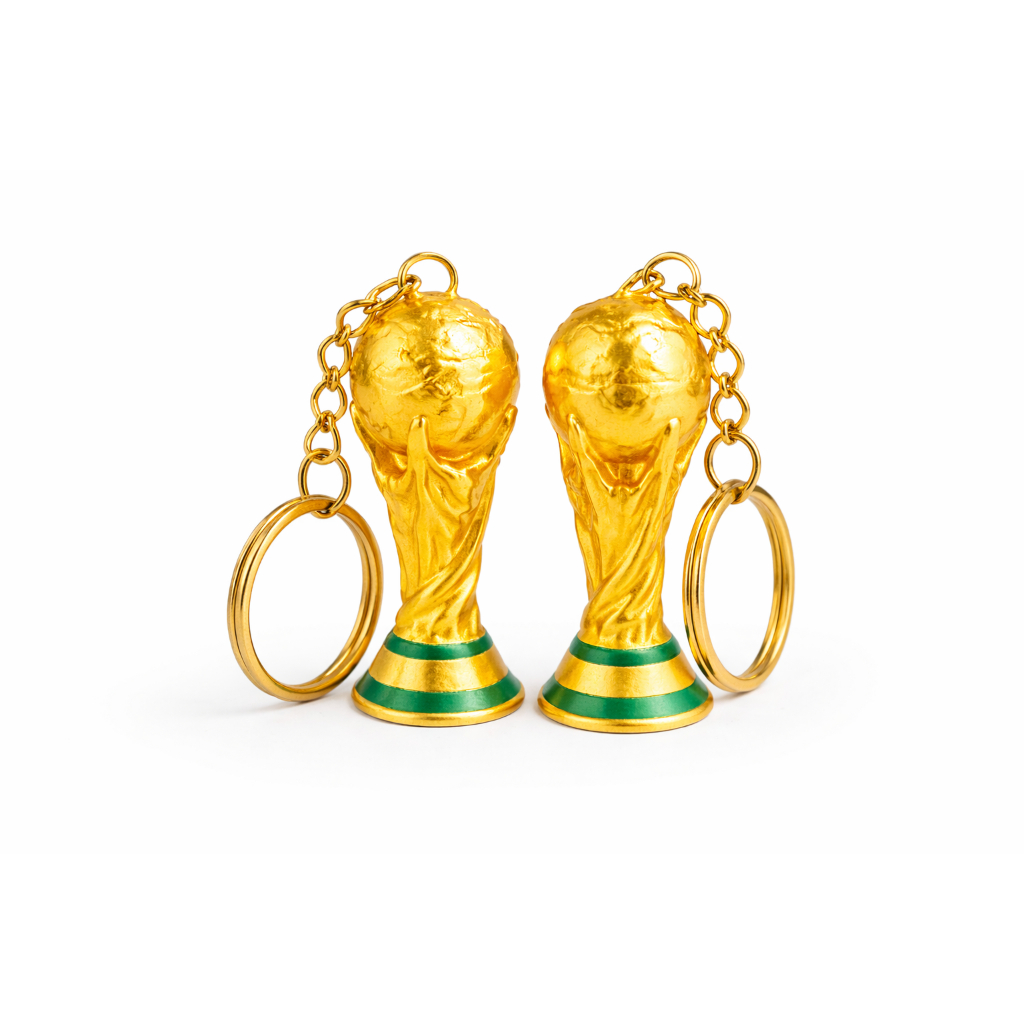 Kit 10 Chaveiros Taça Copa do Mundo Dourado Lembrancinha Futebol Festa Aniversário