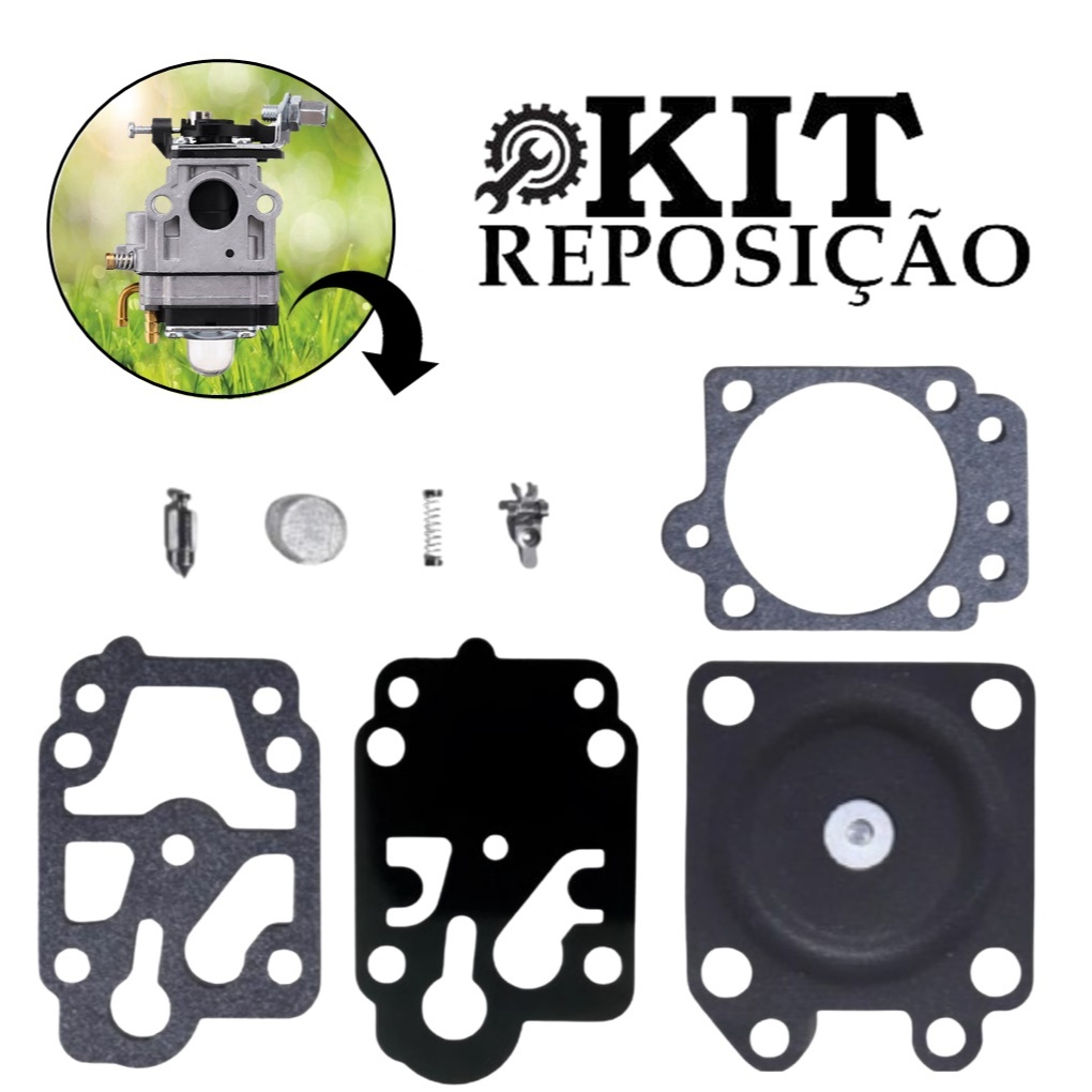 Kit Reparo Carburador P/ Roçadeira 43cc/63cc Toyama Garthen Nakasaki FortG Branco Vulcan Terra Tekna