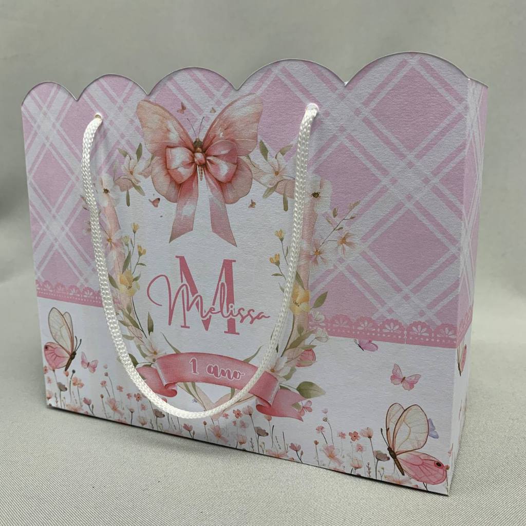 Pegue e Monte - Sacolinhas Personalizadas Tamanho P para Lembrancinha Jardim Encantado/Borboletas