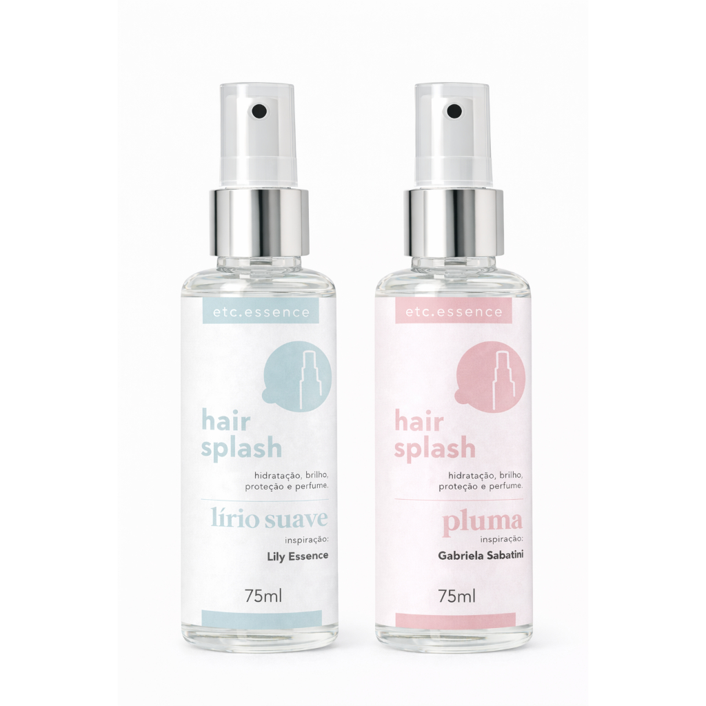 Kit 2 Hair Splash Perfume Capilar 75ml – Cabelo Perfumado o Dia Todo | Lírio Suave + Pluma