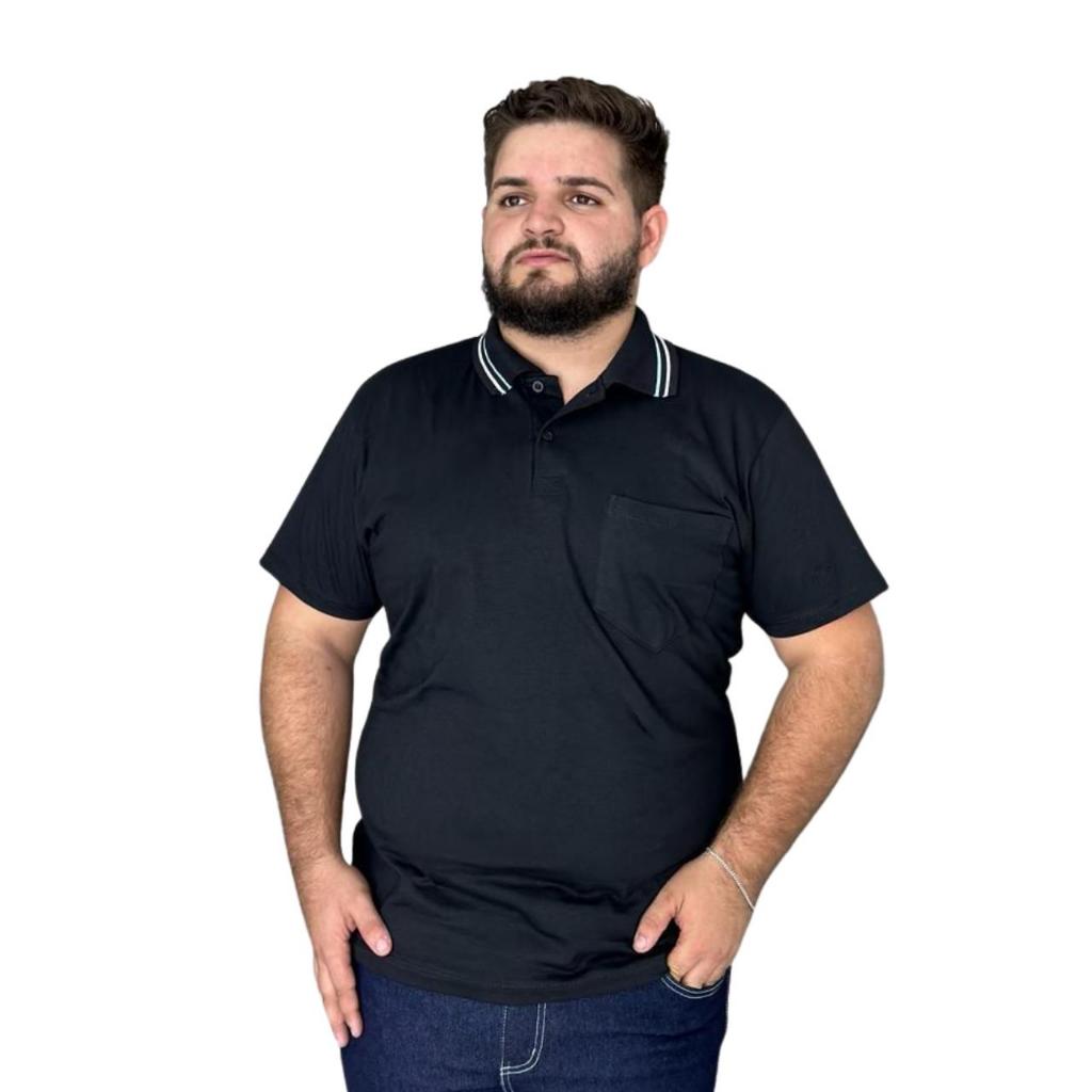 Camisa Gola Polo Com Bolso Algodão Malha Fio 30 Manga Curta Moda Masculina Estilo Casual Tamanho Grande Plus Size