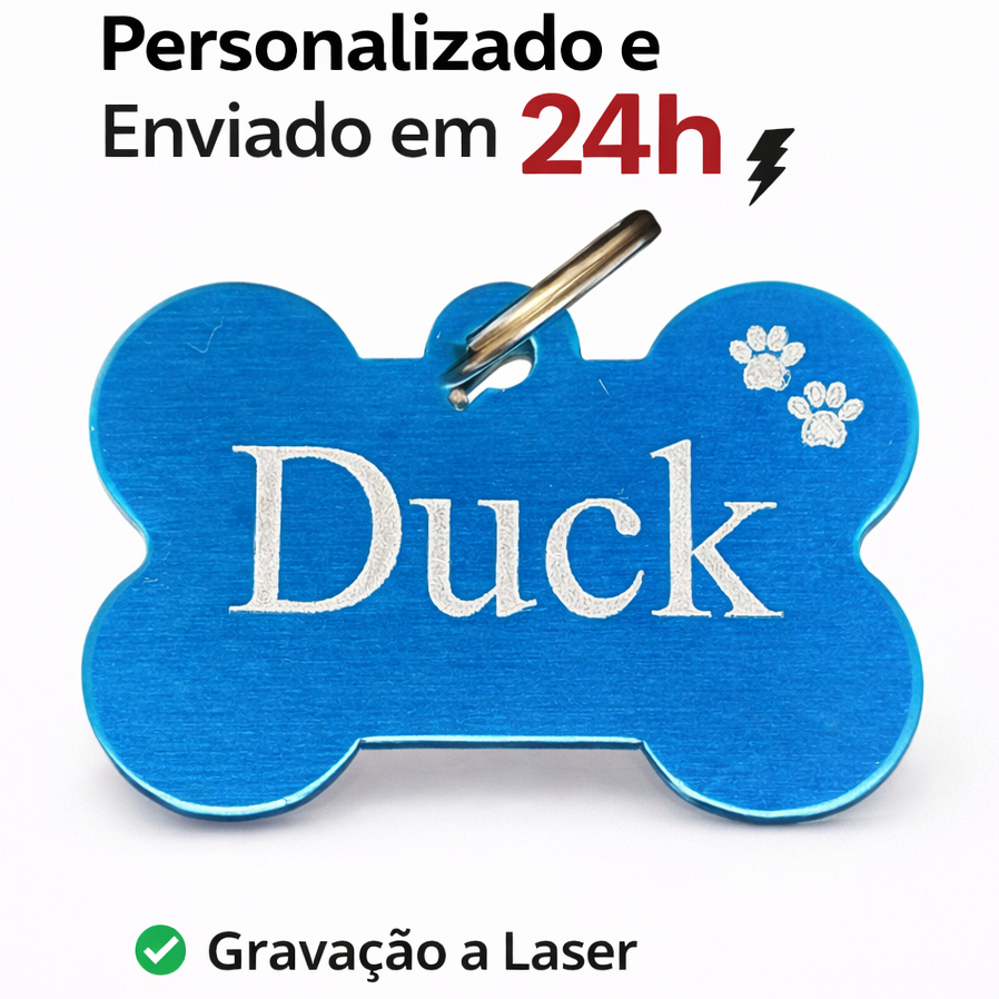 Plaquinha Pet Personalizada Gravada a Laser com Nome e Telefone | Identificação para Cães e Gatos