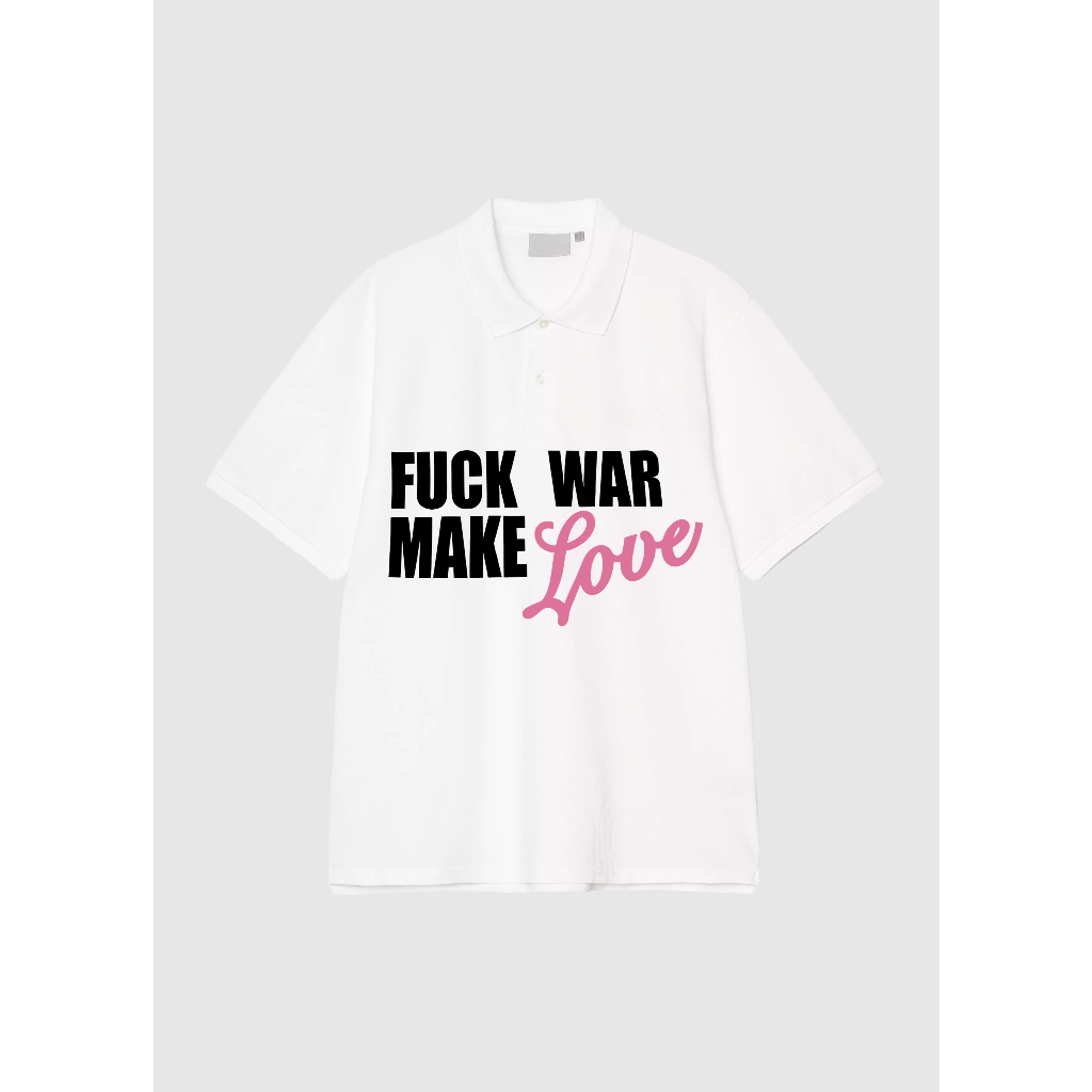 Camisa Polo Piquet Fuck War Make Love Streetwear