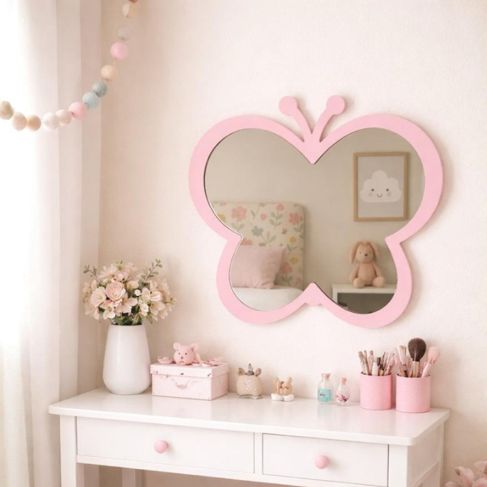 Espelho Borboleta Decorativo ideal para Penteadeira Quarto Menina Infantil Mini Camarim
