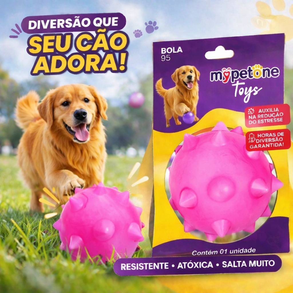 Bola Cravo Maciça Resistente para Cachorro - 75mm 85mm 95mm - Mypetone - Rosa em Oferta na Shopee