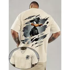 Camiseta oversized 100% Algodão Unissex Estampa Gangts Pato, camiseta casual de verão, Alta Qualidade, Envio Rapido