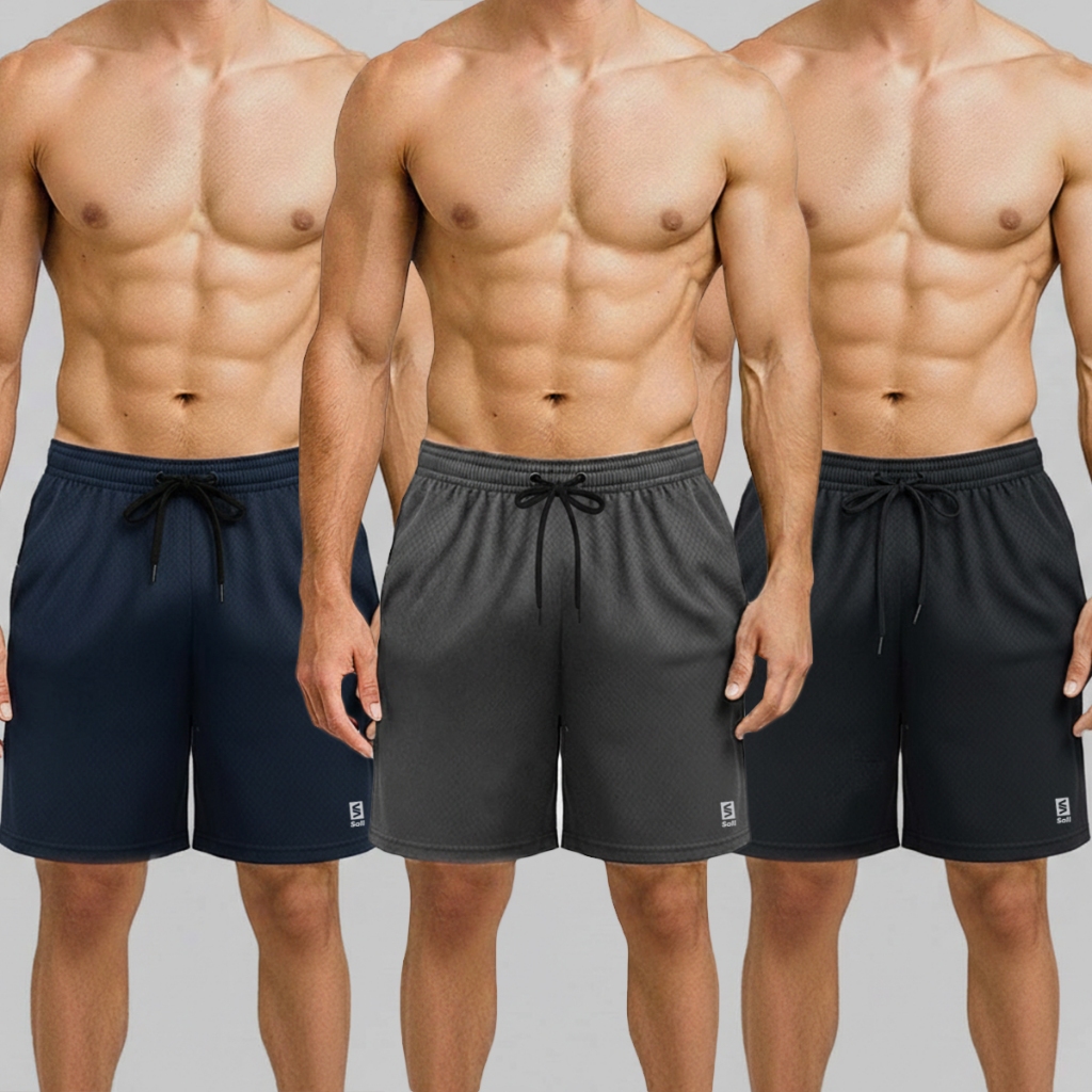 Kit 3 Shorts Masculino Básico Bermuda Fitness Para Treino Academia Gym Corrida