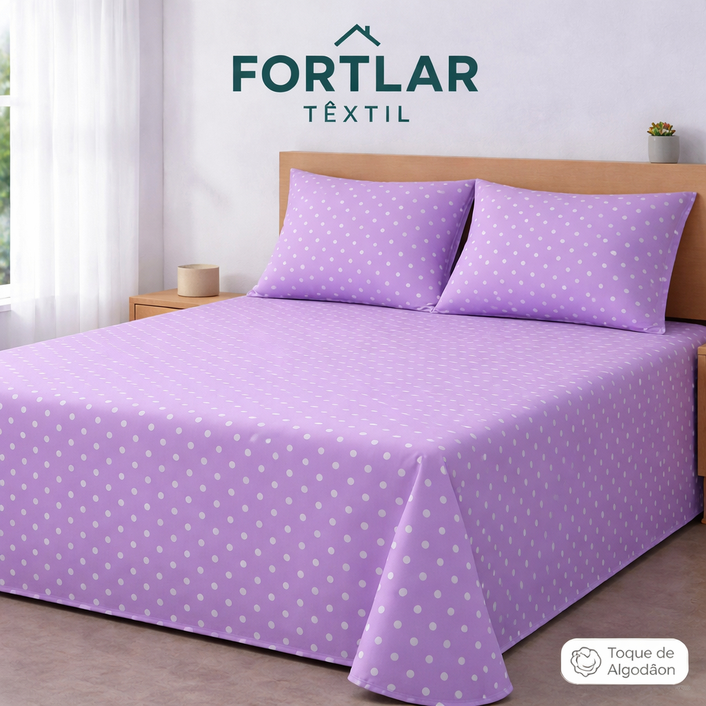 Kit 3 Pçs Lençol Casal Percal 500 Fios Linha Premium Luxo