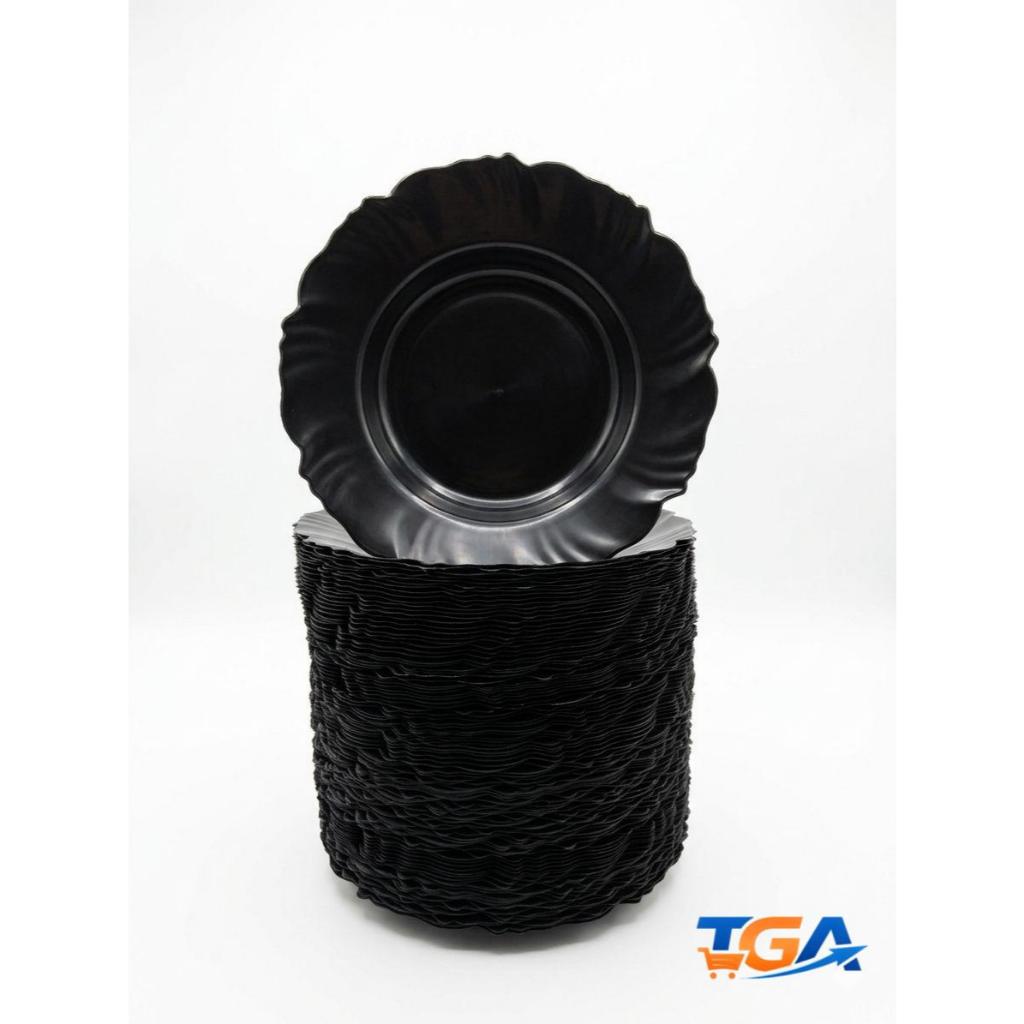 Kit 100 Pratos Redondos Preto Resistentes para Refeição e Churrasco