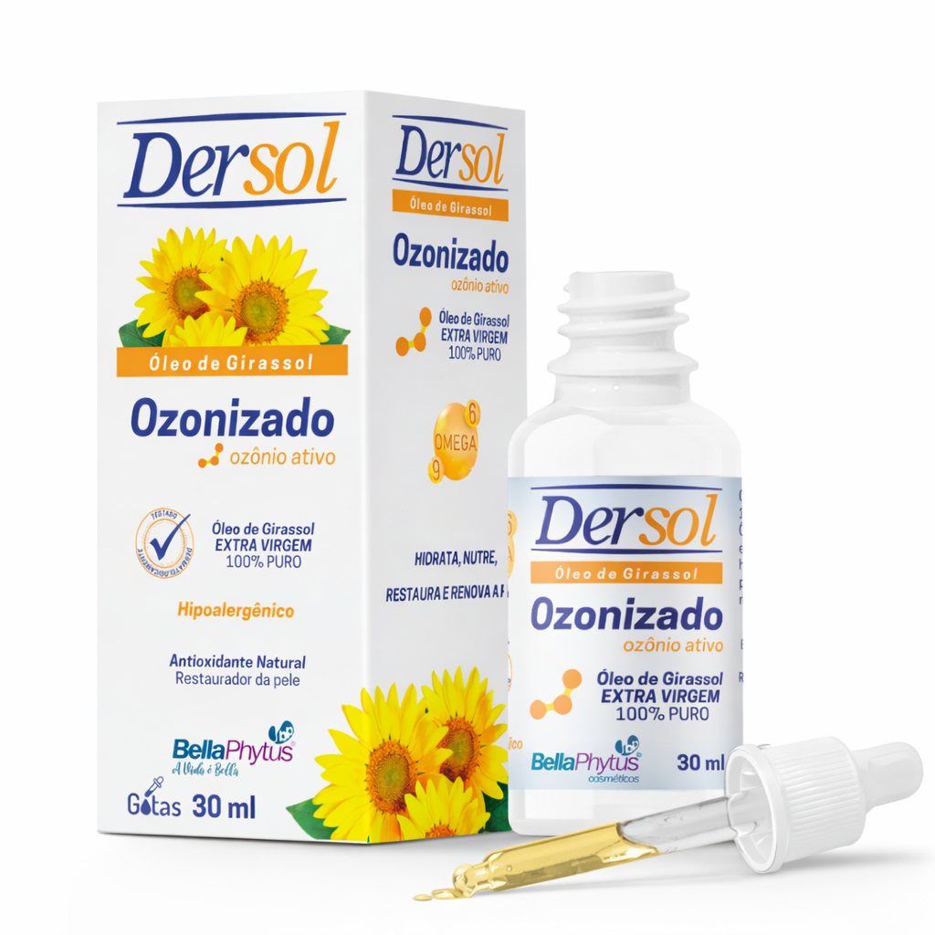 Óleo de Girassol Ozonizado Ozônio Ativo 30ml Hidrata, Nutre, Restaura e Renova a Pele - BellaPhytus