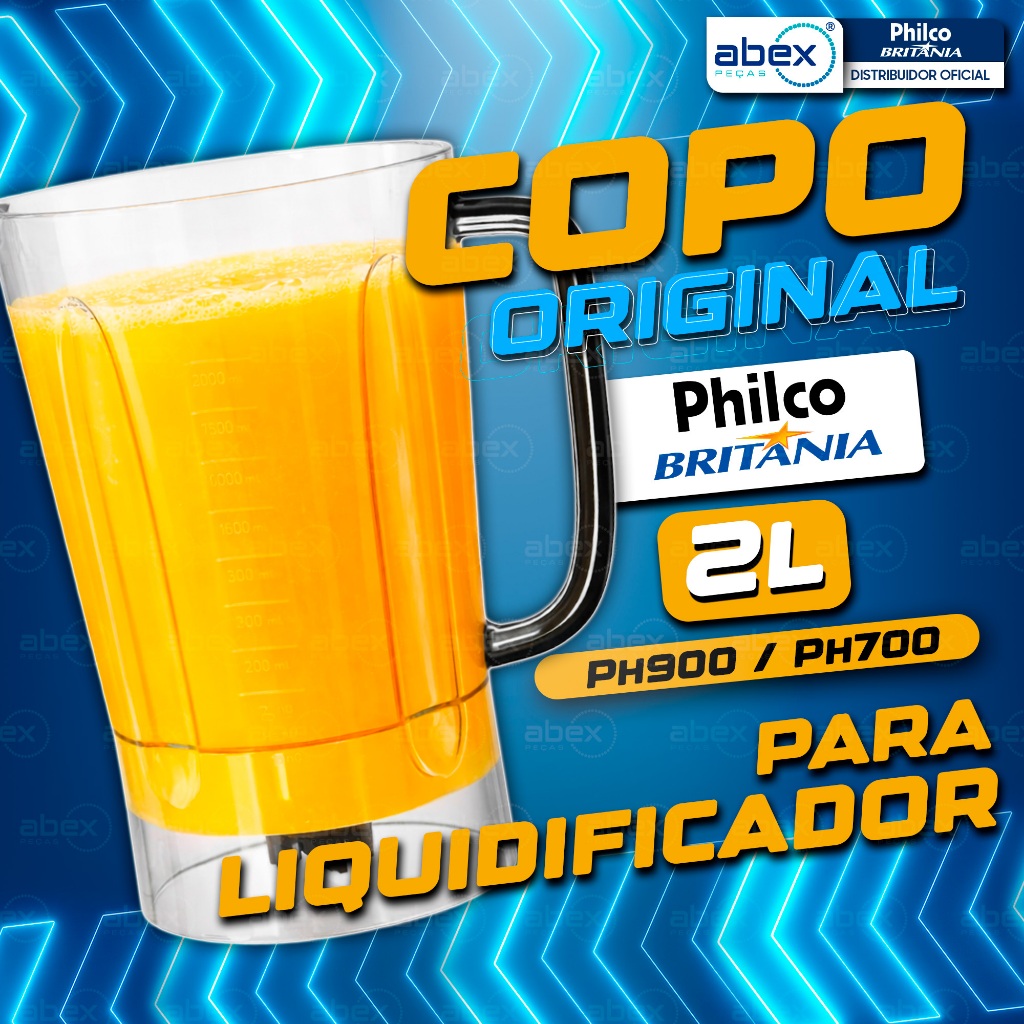 Copo Liquidificador Philco PH700 PH900 PH1200 PLQ1212 PLQ1412 Preto Acrílico Resistente Original