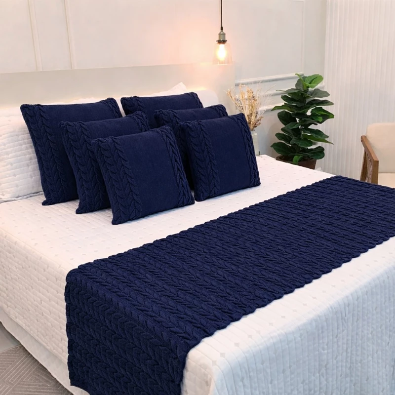 Kit Peseira de Manta Tricot para Sofá Cama Casal Queen King — foto 7