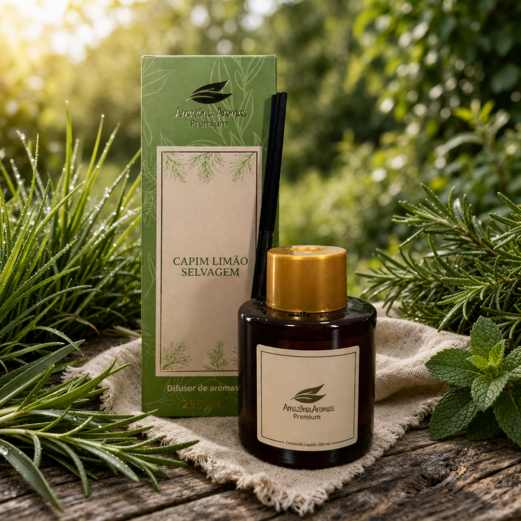 Difusor de Ambiente 250ml Amazônia Aromas Premium Aromatizador de Ambiente Cheirinho para Casa Perfume de Ambiente