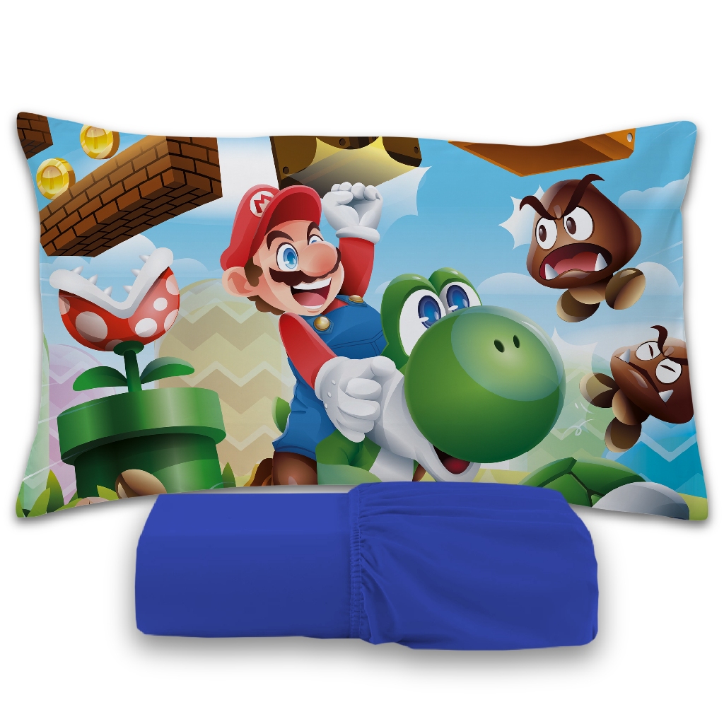 Jogo De Lençol 2 peças Infantil Temático Diversos De Personagens Ideal para Crianças - SUPER MARIO